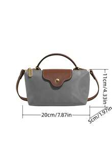New Fashionable Solid Color Minimalist PU Bucket Bag, Stylish Simple High-End Handbag, Suitable For Work, Shopping, Dating, Versatile - Grey - View 3