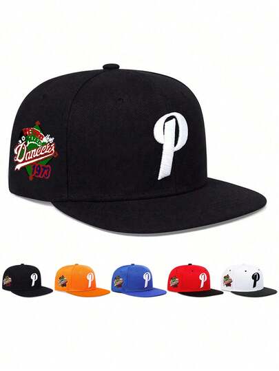 1 件刺绣 P 侧印花 1973 平檐棒球帽，可调节四季户外防晒休闲帽，适合旅行、海滩度假、年轻人的 Y2K 风格