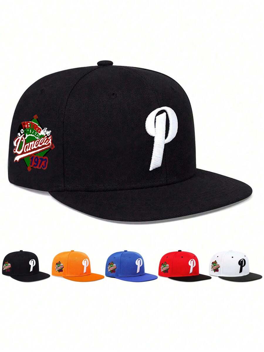 1 件刺绣 P 侧印花 1973 平檐棒球帽，可调节四季户外防晒休闲帽，适合旅行、海滩度假、年轻人的 Y2K 风格 - 棒球帽 - 查看 1