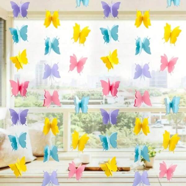 3D Schmetterling Papier Blumengirlande Banner, bunte Flaggen für Hochzeit, Party, Geburtstag, Festival als DIY Hängedekoration, 3D Schmetterling Hängedekoration für Geburtstag, Decke, Outdoor Garten Party - Rot, Pink, Gelb, Orange, Blau, Grün, Lila - Abschluss, Muttertag, Party, Jahrestag, Themen, Garten & Hof, Hochzeit, Ostern, Zuhause, Geburtstagsdekorationen