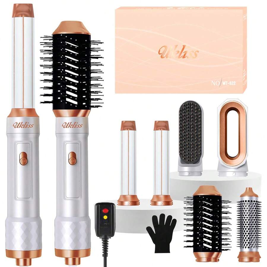 UKLISS 6 In 1 Detachable Rotating Hair Dryer Brush, Hair Styling Tool Set,Christmas & Halloween Gift - 美規A型插(110-127V) - 查看 1