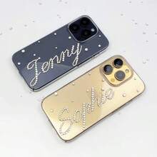 1个定制名字水晶装饰手机壳，手工闪亮礼物，送给朋友和爱人，时尚、多彩、复古、可爱、简约、趣味、定制、个性化、独特、个性化，送给他的理想礼物，送给她的理想礼物，送给男朋友、女朋友、家人、朋友、祖父母、情侣，周年纪念日、生日礼物，定制手机壳，舒适易用，可爱手机壳 - 銀色 - 查看 4