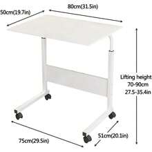 Escritorio Armable Móvil, Escritorio Forma en "C"  Para Laptop o PC, Mesa de Servicio Para Lectura, Trabajo, Ocio, Estudio, Fácil de Armar y Guardar, Para Espacios Pequeños en Casa u Oficina, Soporte de Hasta 40kg - Blanco - Ver 6