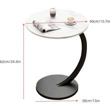 Mesa Auxiliar Portátil Para Café, Mesa Auxiliar Armable de Centro Redonda, Forma de "C" Ideal Para Espacios Pequeños, Diseño Moderno, Para Sala, Habitación, Oficina - Blanco - Ver 7