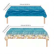 1 pieza Mantel de plástico con ola azul para fiesta de playa de verano, fiesta de playa, mantel para fiesta hawaiana, mantel impermeable para decoración de fiesta en la piscina (4 estilos)