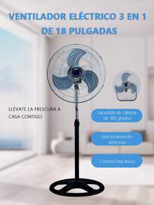 Ventilador eléctrico 3 en 1 de 18 pulgadas, ventilador de piso residencial/industrial, ventilador de piso, calidad térmica exclusiva de América del Sur, ventilador, fácil de instalar - Azul - Ver 3