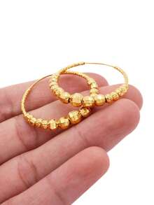 Gold Tone Large Hoop Earrings, Suitable For Pierced Ears, Gold Earrings, Pierced Jewelry, Women/Girls Accessories, Jewelry Gift - Gold - View 4