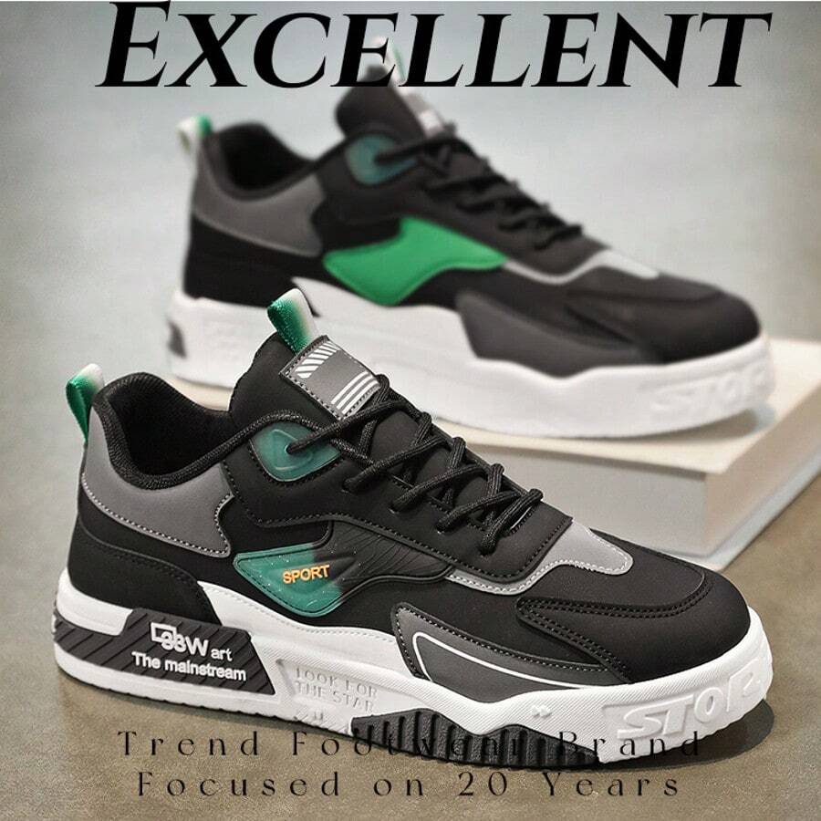 Nuevos tenis casuales 2025, zapatillas deportivas para múltiples temporadas, pantalones deportivos de bloques de color, jeans, zapatos de trabajo duraderos, zapatos de ocio - Negro - Ver 1