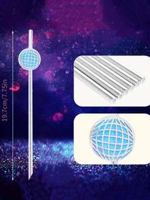 10pcs DISCO Laser Sticker Straws Disposable Paper Straws Disco Sticker Straws Birthday Party Cake Insert Card - Multicolor - View 3