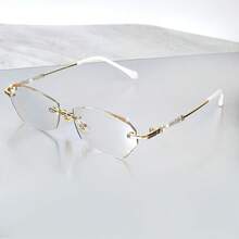 cabecade 2pcs Rimless Reading Glasses Fashion Glitter Computer Presbyopic Glasses For Women +1.0 To +4.0 - Transparent - View 6