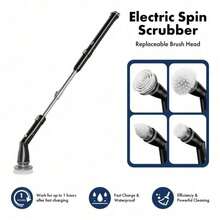 Trucozie Electric Spin Scrubber, Cordless Cleaning Brush With 440RPM/90Mins Runtime, 3 Adjustable Angles&Sizes, 6 Replaceable Brush Heads, 2 Speeds For Bathroom Glass, Car Cleaning, Bathtub, And Shower-TLL