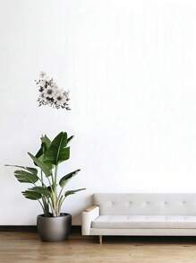 2 piezas Pegatinas de pared florales románticas gris y blanco, adhesivas, dibujos lindos, decoración para dormitorio, entrada, sala de estar, cocina, baño, decoración del hogar, artículos de decoración de primavera para refrescar tu hogar, pegatinas de decoración de ramas para pared, papel tapiz, decoración del hogar