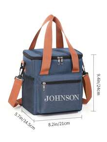 1pc Customizable Insulated Lunch Bag - Personalized Embroidered Name Lunch Bag, Large Capacity Thermal Cooler Bag, Adjustable Shoulder Strap, Washable Oxford Cloth, Suitable For Fantasy Themed Work, Camping, Picnic And Short Trips - Multicolor - View 4