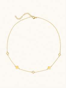 TONSI 1 Stück elegante, minimalistische Edelstahl-Anhänger-Kette mit Kleeblatt und Pflaumenblüten-Verschränkung, Geschenkbox, geeignet für den täglichen Gebrauch von Frauen, Geschenk für Mutter, Ehefrau, Muttertag und andere Feiertage/Geburtstage - Gold - Übersicht 6