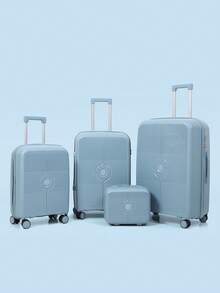 2025 New 24-Inch Durable Luggage Suitcase, 20-Inch Trolley Case, 14-Inch Makeup Box, Password Lock, Sturdy And Wear-Resistant Graduation - Blue - View 3