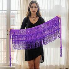 性感女士肚皮舞臀巾裹腰带亮片流苏臀巾裹裙吊带连衣裙流苏裙套装 - 彩色 - 查看 7