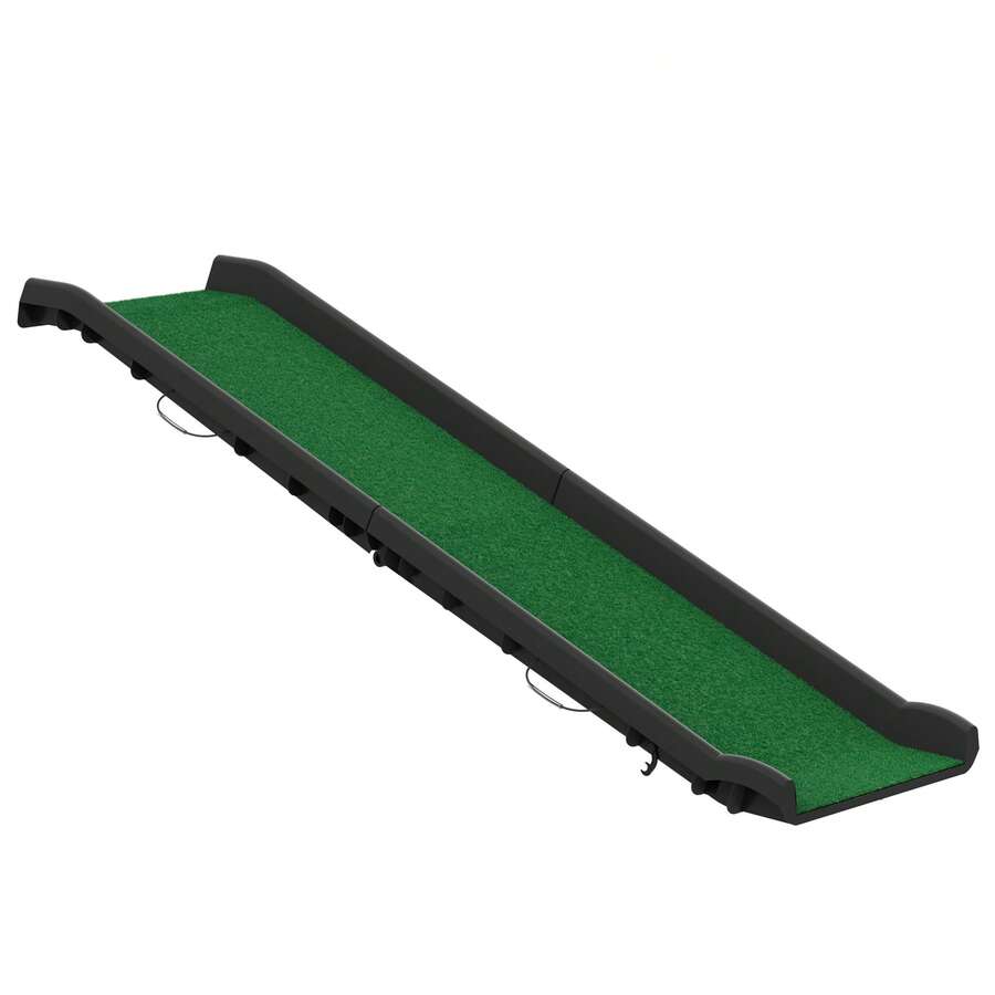 Froadp Dog Ramp 156cm, Foldable Dog Ramp With Anti-Slip Mats, Pet Ramp, Plastic Trunk Ramp, Entry Aid For Dog/Cat/Pet Up To 90kg, With Lawn - Black - View 1