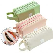 1 件牛津布双层拉链铅笔盒，存储空间大，适合学生携带