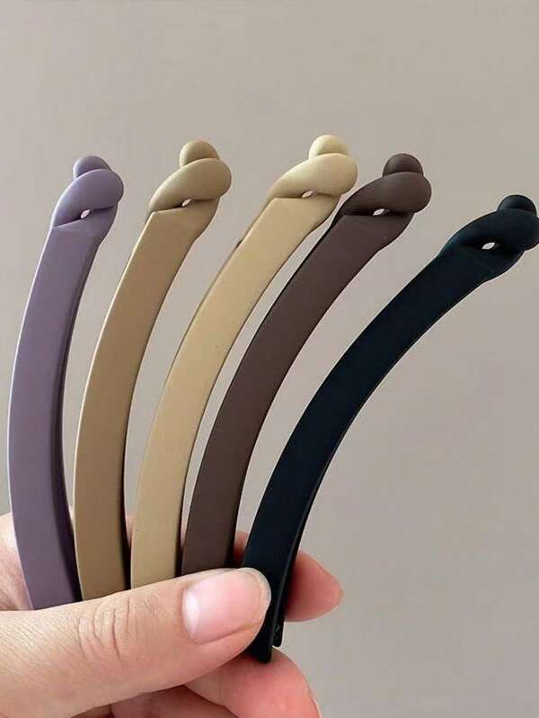 1/5pcs Women Black/Khaki/Brown 4.33inch Lightweight Plastic Banana Clip, Simple Solid Color Hair Claw Accessory, Suitable For Daily Wear, Party, Work, Travel, Great For Hairstyling During Washing Face, Shower, Makeup And Dressing