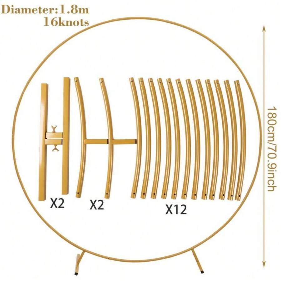 6.6FT 7.2FT Large Size Metal Round Balloon Arch Kit Decoration, Wedding Birthday Party Gold Metal Circle Decoration, Graduation Decoration Baby Shower Party Photo Background - 5.9FT(1.8M) - View 1