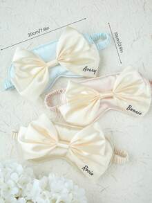 2PCS Personalized Name Bow Eye Mask A Eye Mask With A Storage Bag Custom Sleep Mask Personalized Silky Soft Satin Eyemask Wedding Favor Lustrous Imitation Silk Satin Cute Bow Knot Sleep Mask Set Wedding Favors Gift For Women Best Bridesmaid Gift Bridal Party Gift - Multicolor - View 7