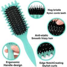 New Upgrade Curl Defining Brush, Curly Hair Brush With Bristle And Special Design, Curl Define Styling Brush Especially For Curly Hair, Shaping And Defining Curls For Women Men To Reduce Pulling And Curl Separation.,Back To School,Travel Holiday Essentials,Hair Accessories For Women - Multicolor - View 2