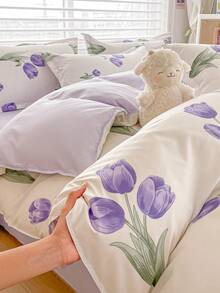 4PCS (1PC Duvet Cover+1PC Bed Sheet+2PCS Pillowcase) Student Dormitory Bunk Bed. - Multicolor - View 5