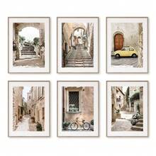 1 pieza/3 piezas de arte de pared, pósters, decoración del hogar, arte de paisaje mediterráneo retro con automóvil, plantas y citas, pintura en lienzo y pósteres impresos sin marco/con marco - Multicolor - Ver 5