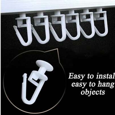 易于安装的白色塑料窗帘挂钩 - 滑翔机形状，适用于铅笔褶，具有悬挂功能的现代风格窗帘滑轨，易于安装的挂钩|光滑的白色饰面|实用的设计，适用于大篷车、天花板和浴帘。