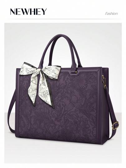 NEWHEY Bolsa Tote Feminina Em Pu Para Trabalho, Bolsa Tote Grande Com Zíper E Alça De Ombro