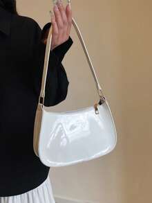 纯色极简拉链单肩包，时尚新月形包，拉链单肩包，仿皮纯色钱包，酒红色内衣收纳袋，理想的新年礼物，时尚酒红色内衣收纳袋