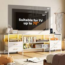 Large TV Stand, Sofa Sideboard, Living Room Cabinet, Large Capacity, Stylish And Modern Design, Durable, With Multiple Shelves, Convenient For Storing Books And DVDs, 160x40x59cm - trắng - Xem 6