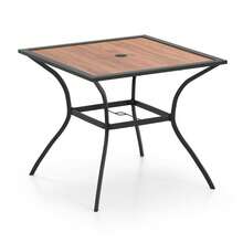 Patio Table Outdoor Dining Table For 4 People With Umbrella Hole-Brown - Brown - View 6