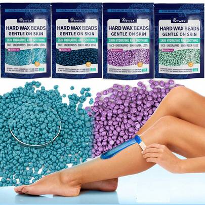 450克优质硬蜡珠 - 无痛脱毛蜡，薰衣草/芦荟/海盐香味，适合敏感肌肤、比基尼、面部、眉毛和腋下，适合在家脱毛