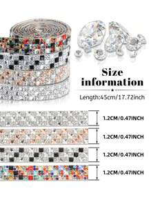 4/1Piece Self-Adhesive Sparkling Diamond Ribbon Set, 4/2 Yards Total - Crystal Embellishments For Diy Crafts, Clothing, Phone & Party Accessories