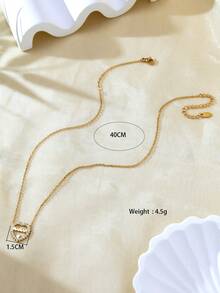 TONSI 1pc Luxury Stainless Steel 18K Gold Plated Diamond Heart Necklace, Gift Box Decoration, Suitable For Mother's Day