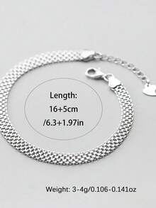 SYMFNY 1pc 925 Silver Minimalist Wide Basic Chain Bracelet - Silver - View 4
