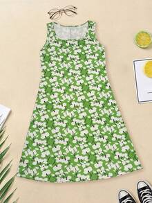 Đầm không tay in hoa thời trang, nhẹ nhàng và thanh lịch, đa năng, phù hợp cho các dịp thường ngày, đi biển, du lịch, công sở, đám cưới, tiệc tùng, hoặc mặc ngủ mùa hè. - màu xanh lá - Xem 6