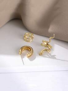 eTel LiKe 3pcs Vintage Gold Snake Ear Cuffs For Women - Yellow Gold - View 4