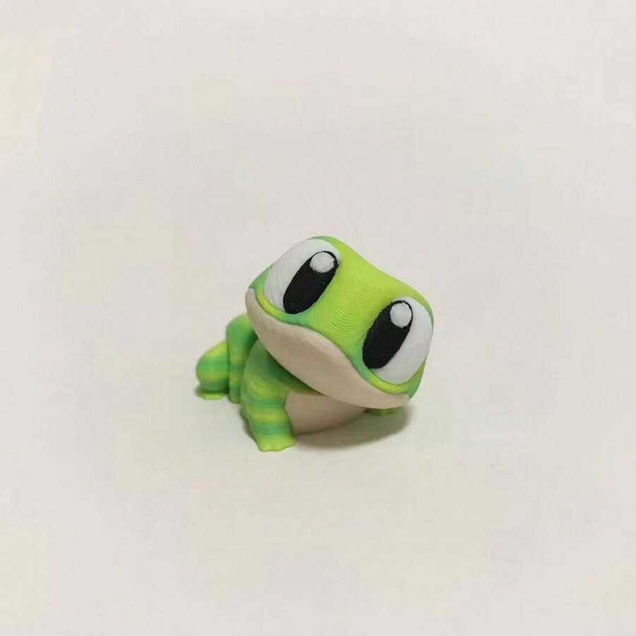 1pc 3D Printed Adorable Bulging Eyed Frog Animal Figurine, Decoration Model Ornament - Multicolor - View 1