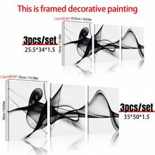 Bộ 3 tranh trừu tượng đen trắng trang nhã trên vải bố, khung gỗ thông - Trang trí tường hiện đại phù hợp cho phòng khách, phòng ngủ, văn phòng, chống thấm nước, in chất lượng cao, hoàn hảo cho trang trí nhà cửa, quán cà phê, quán bar, tranh nghệ thuật trừu tượng, nét vẽ sống động. - 3 CÁI - Xem 4