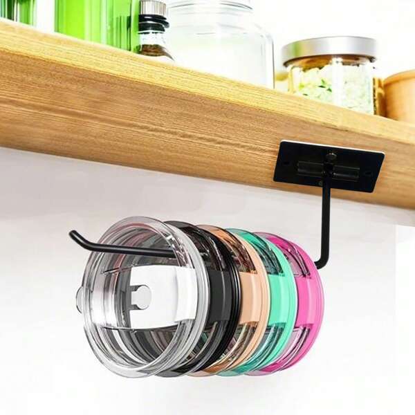 Cup Lid Bracket Inside The Cabinet, Lid Storage Rack 1/2 Pieces, Lid Hook, Tissue Rack, Self-Adhesive Or Drilling Glass Lid Hook, Suitable For Kitchen Storage And Storage.