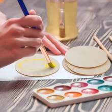 10pcs/Pack 3/5/8/10cm Wood Cutout Discs, DIY Laser Cutting Decorative Wooden Slices, Poplar Wood Geometric Coasters, Home Decor Round Wooden Pieces - Multicolor - View 4