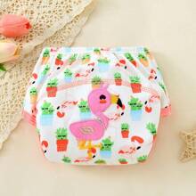 4 pièces de couches d'entraînement imperméables avec protection anti-fuite, lavables, douces, respirantes et absorbantes. Sous-vêtements pour bébés/tout-petits filles avec motif brodé, excellent cadeau pour les enfants