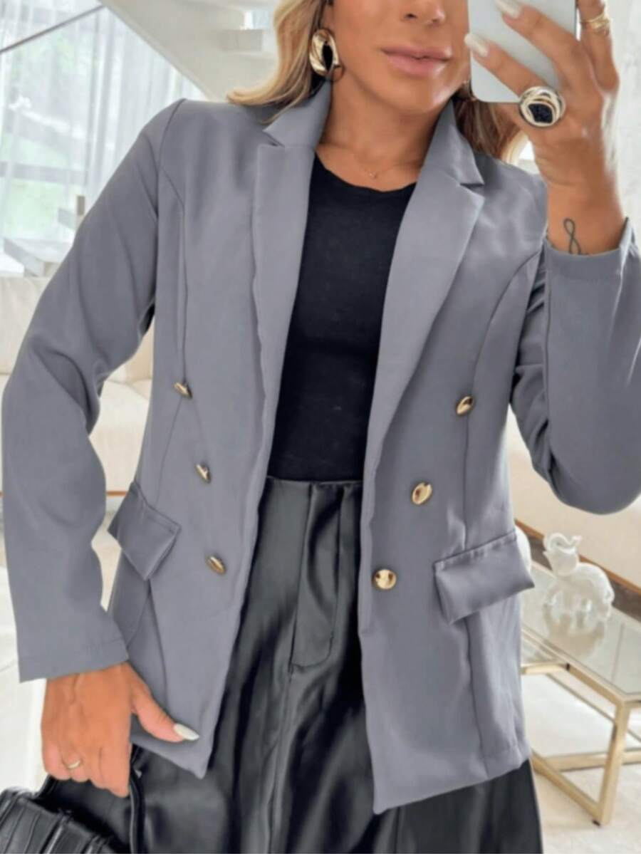 Women's Elegant Tailored Blazer Plus Size Autumn - 灰色 - 查看 1