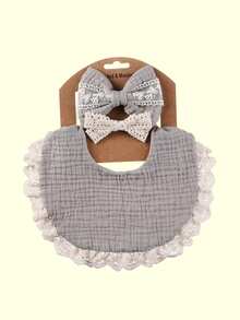 Personalized Baby Gift Set - Embroidered Letter Bibs & Lace Headbands | Newborn Gift Box | Fashionable, Cute, Practical, Spring New Arrival - Multicolor - View 11