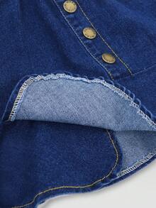 Young Girl Denim Look Ruffle Hem Mini Skirt - Multicolor - View 6