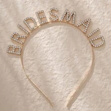 1 pieza Diadema de aleación con letra "DAMA DE HONOR" con strass, accesorio de calidad para fiesta de boda, dama de honor, accesorios para el Día de San Valentín - Plateado - Ver 10