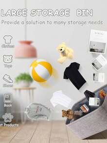 1pc Portable Foldable Fabric Storage Laundry Basket With Handles, Home Organizer Basket For Bathroom, Toilet, Laundry Room, Clothes, Sundries