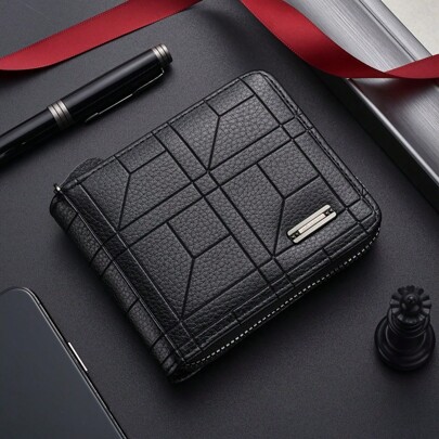 Portofel bărbătesc în stil vintage - Piele artificială, Culoare uni, Sloturi multiple, Portofel pentru monede de capacitate mare cu portcard, Căptușeală din poliester, Portofele pentru bărbați Cadouri pentru bărbați Formale/Business Formale Idei de Ziua Îndrăgostiților